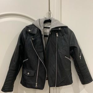 Zara kids leather jacket for girl size 10 black